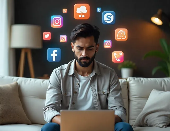 Team discussing digital strategy around a tablet